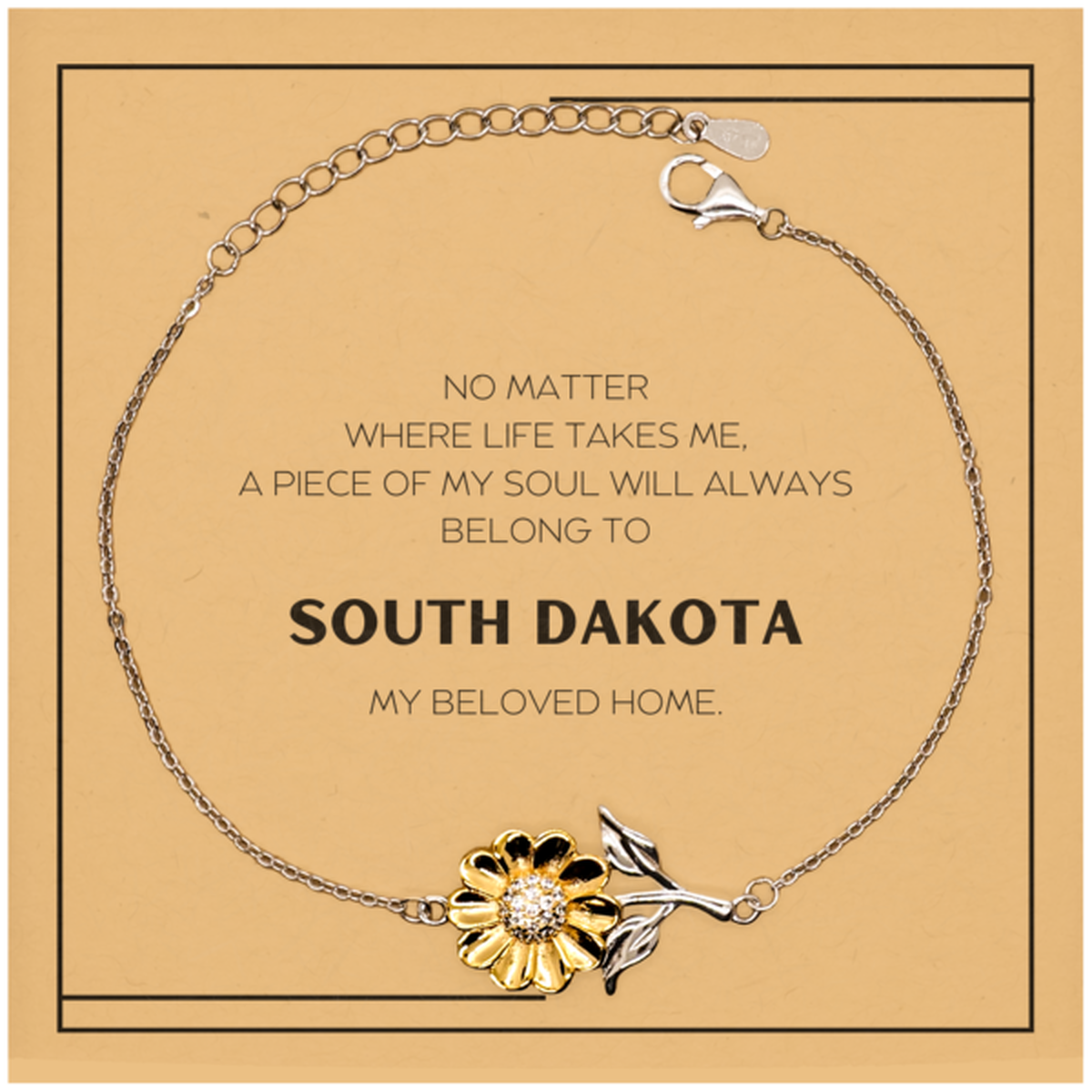 Love South Dakota State Gifts, My soul will always belong to South Dakota, Proud Sunflower Bracelet, Birthday Christmas Unique Gifts For South Dakota Men, Women, Friends