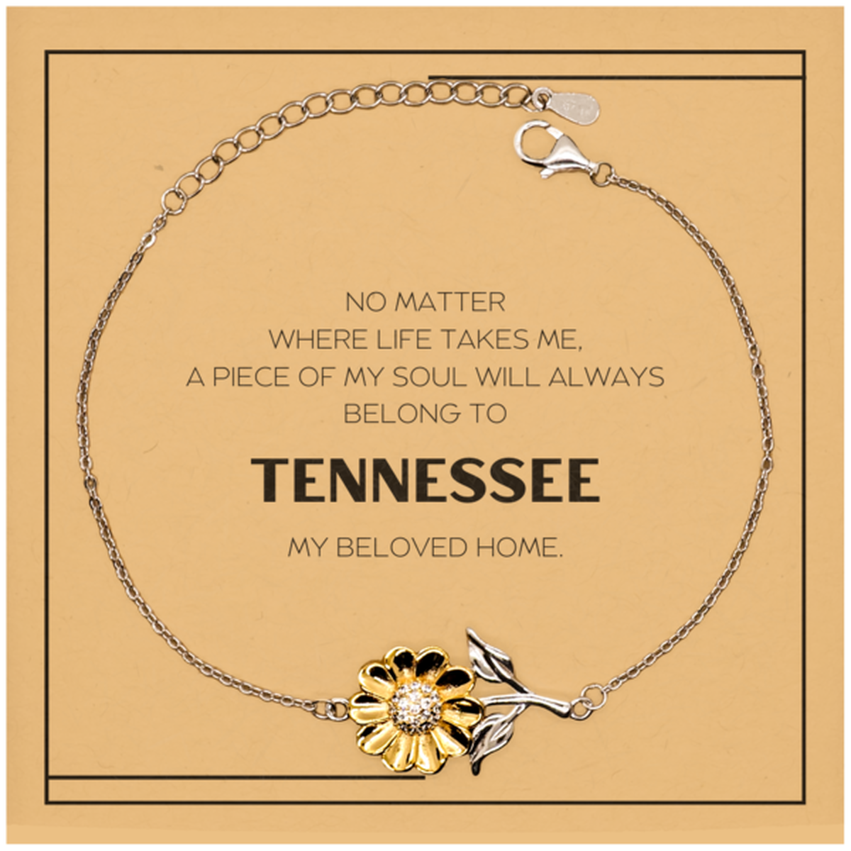 Love Tennessee State Gifts, My soul will always belong to Tennessee, Proud Sunflower Bracelet, Birthday Christmas Unique Gifts For Tennessee Men, Women, Friends