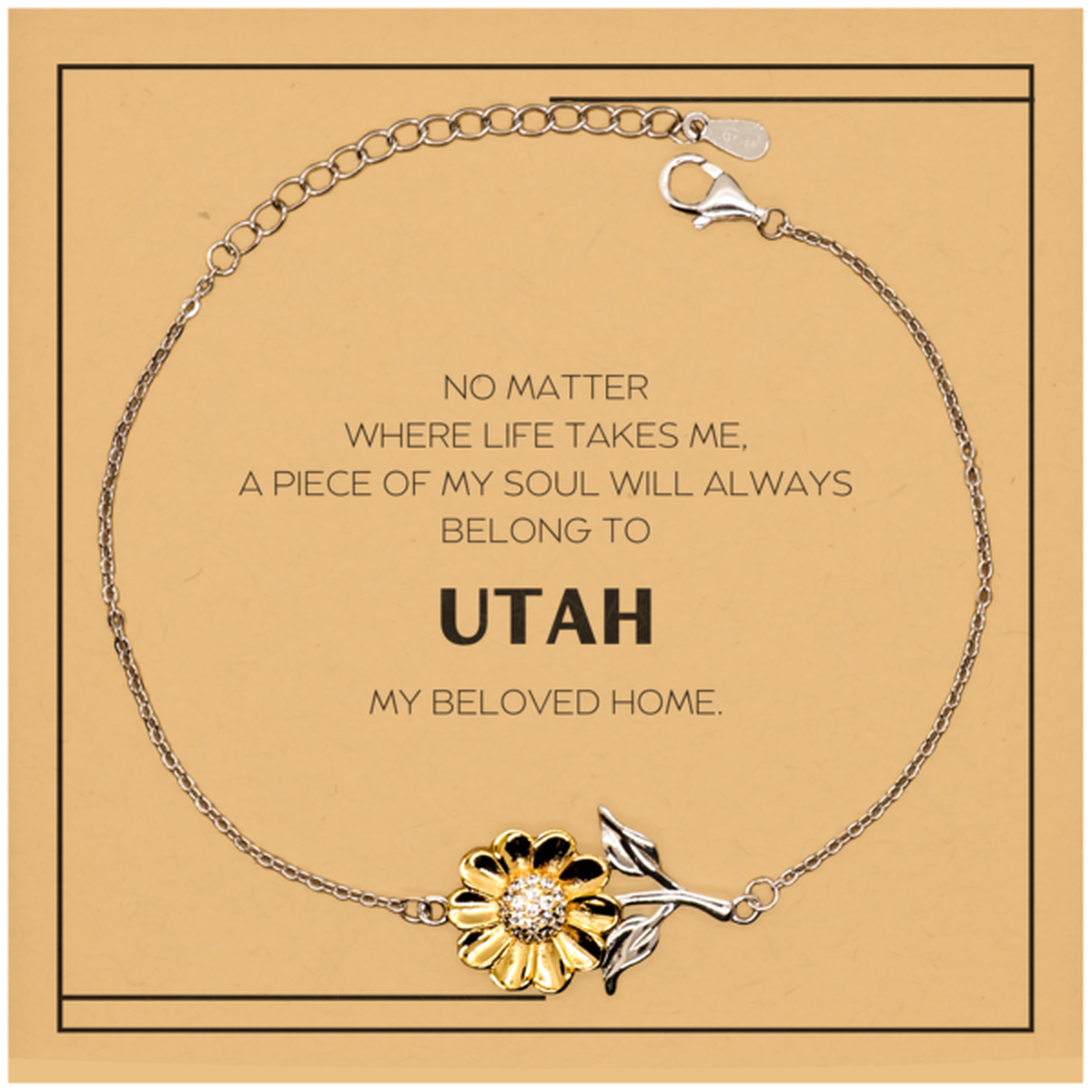 Love Utah State Gifts, My soul will always belong to Utah, Proud Sunflower Bracelet, Birthday Christmas Unique Gifts For Utah Men, Women, Friends