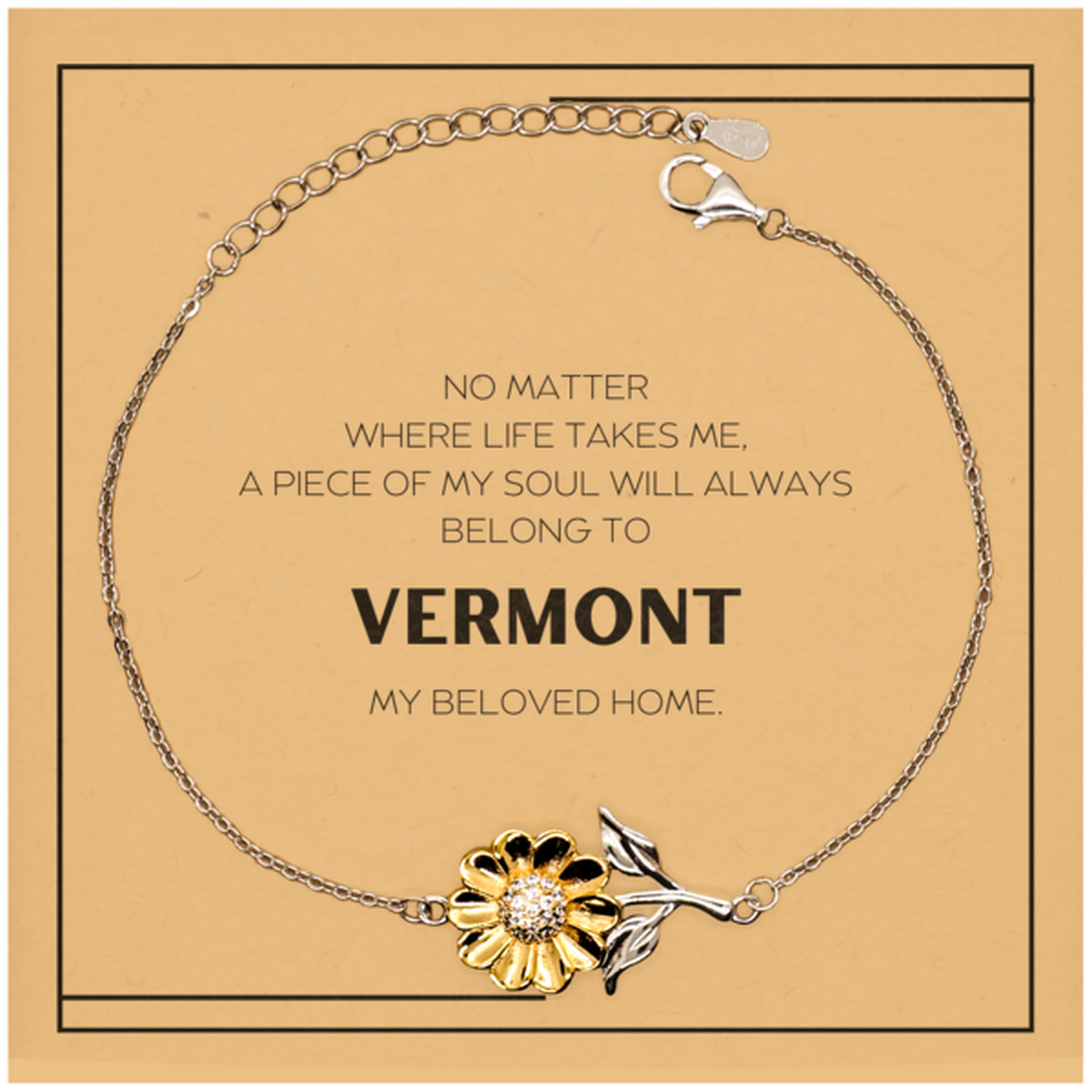 Love Vermont State Gifts, My soul will always belong to Vermont, Proud Sunflower Bracelet, Birthday Christmas Unique Gifts For Vermont Men, Women, Friends