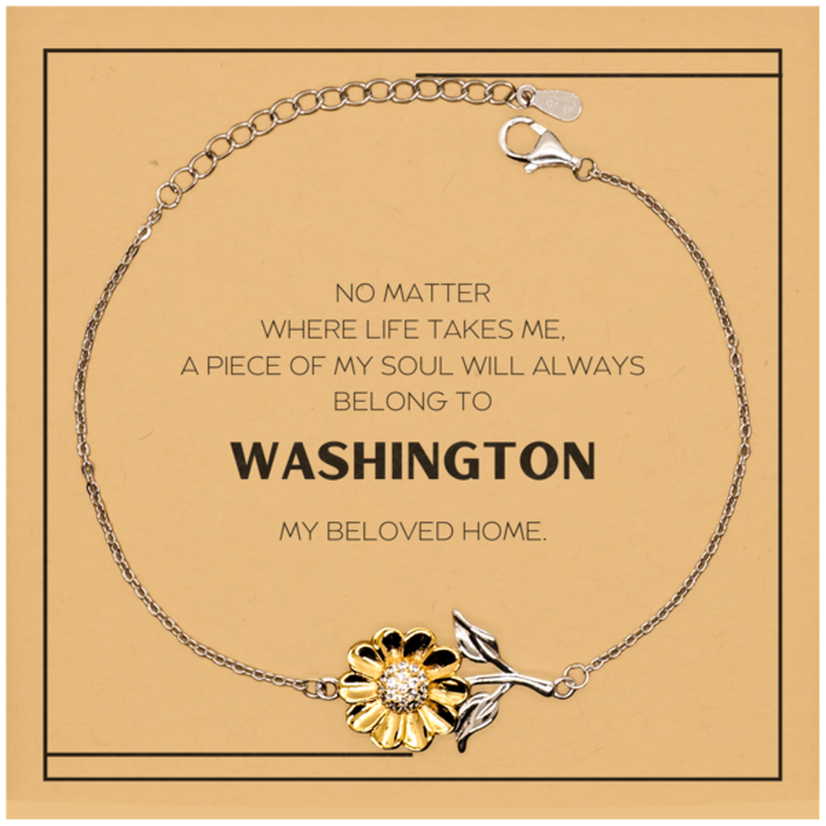 Washington State Sunflower Bracelet - My Soul Belongs to Washington | Unique Gift