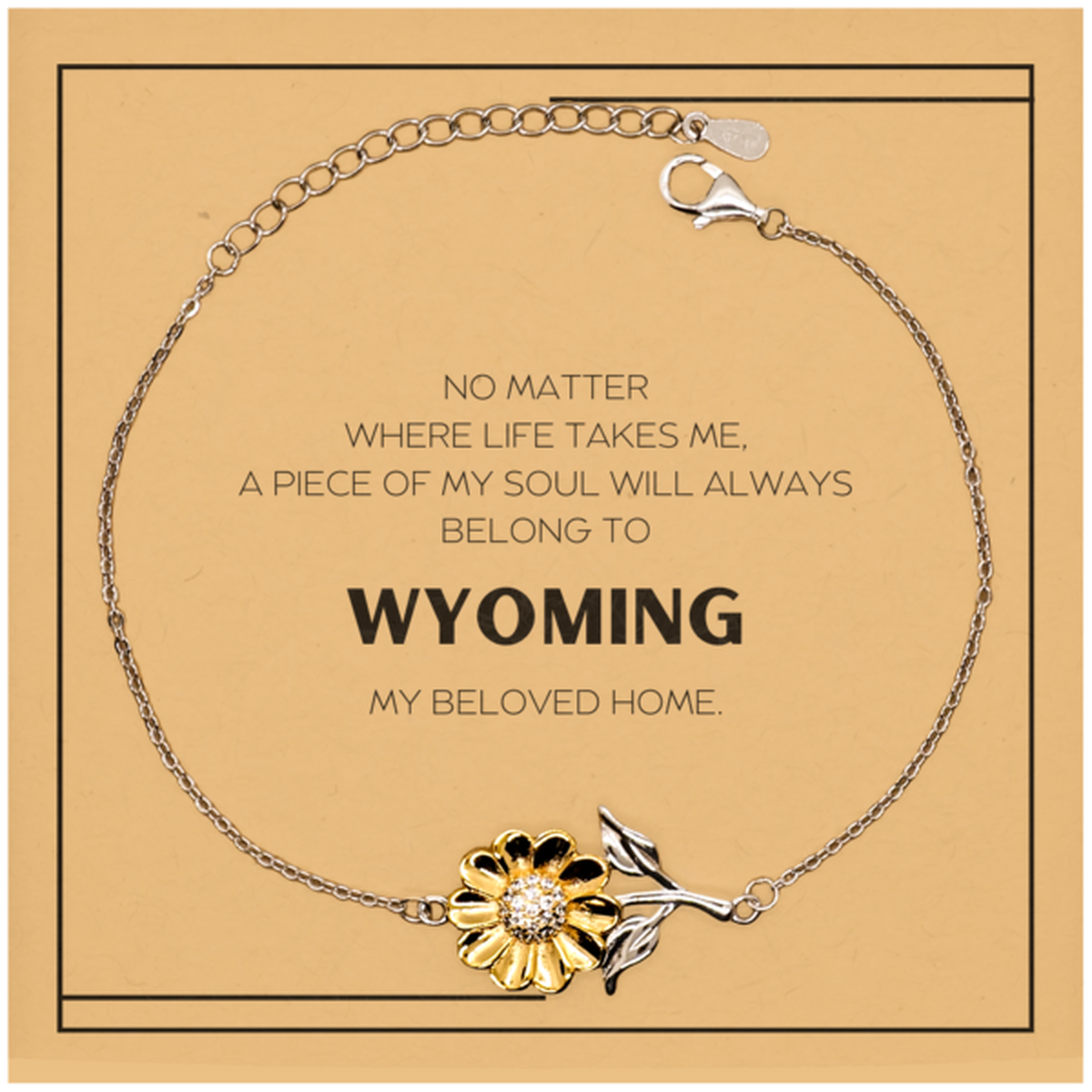 Love Wyoming State Gifts, My soul will always belong to Wyoming, Proud Sunflower Bracelet, Birthday Christmas Unique Gifts For Wyoming Men, Women, Friends