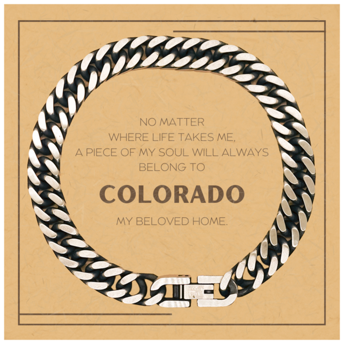 Love Colorado State Gifts, My soul will always belong to Colorado, Proud Cuban Link Chain Bracelet, Birthday Christmas Unique Gifts For Colorado Men, Women, Friends