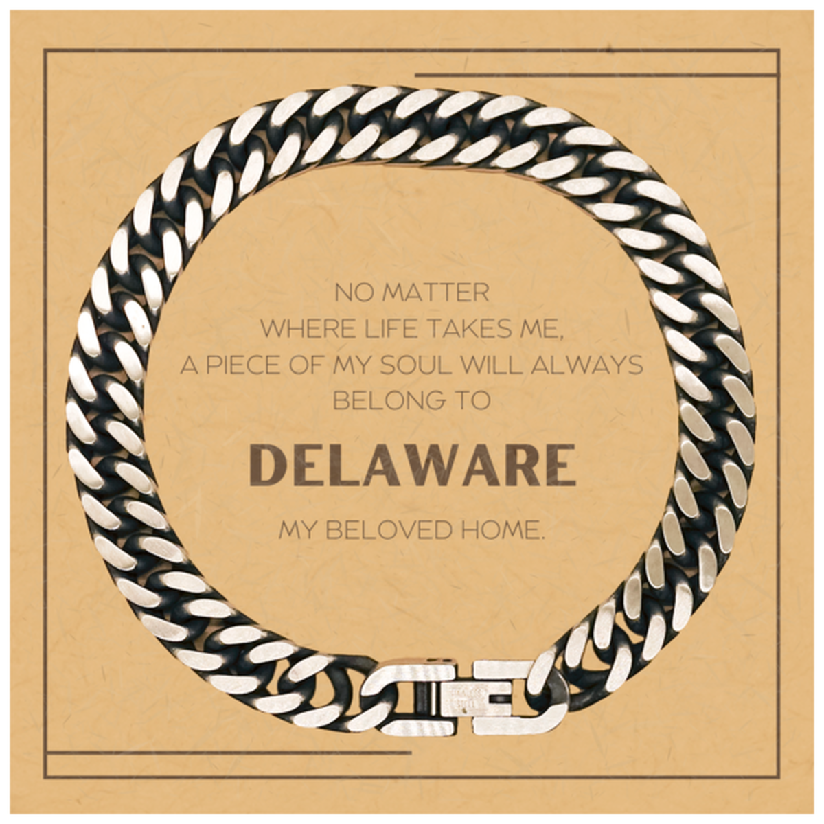 Love Delaware State Gifts, My soul will always belong to Delaware, Proud Cuban Link Chain Bracelet, Birthday Christmas Unique Gifts For Delaware Men, Women, Friends