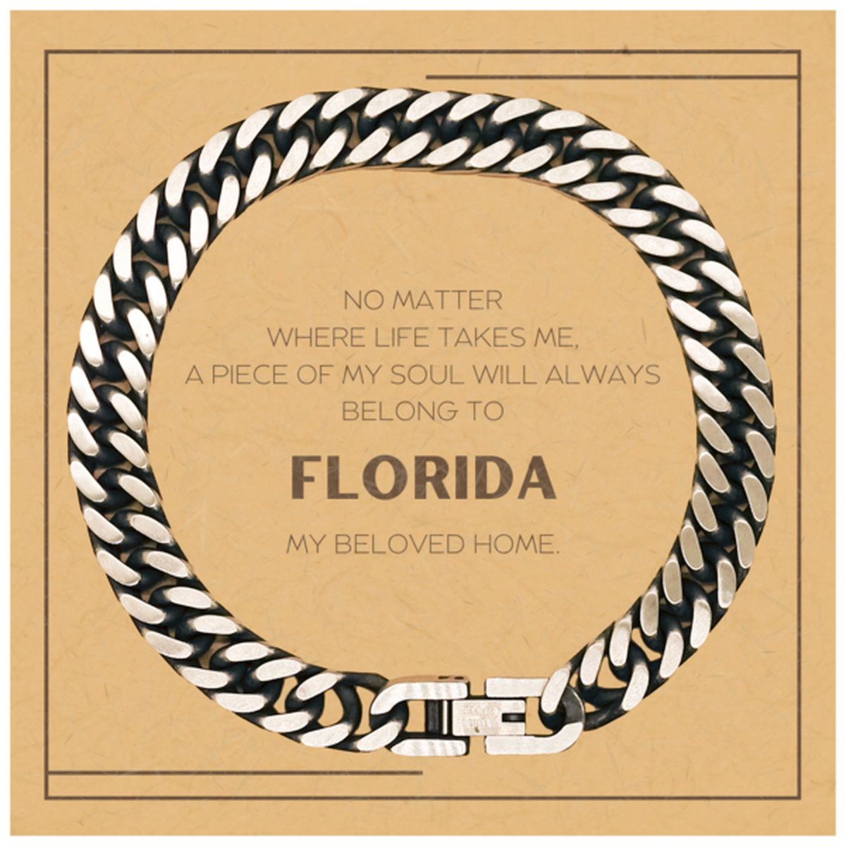 Florida Soul Cuban Link Bracelet - My Soul Will Always Belong to Florida | Unique Gift for Men & Women