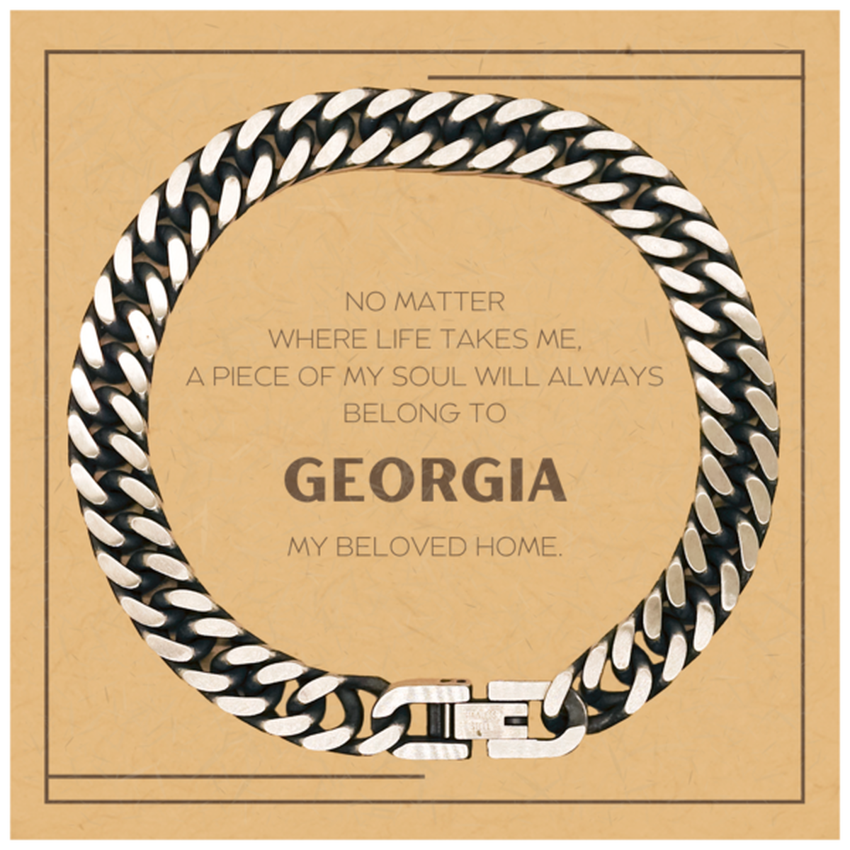 Georgia Gift Cuban Link Bracelet - 'My Soul Belongs to Georgia' | Unique Birthday or Christmas Gift