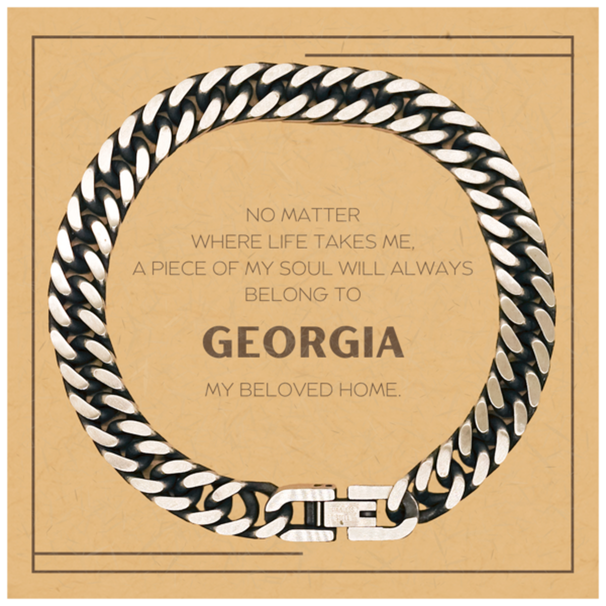 Love Georgia State Gifts, My soul will always belong to Georgia, Proud Cuban Link Chain Bracelet, Birthday Christmas Unique Gifts For Georgia Men, Women, Friends