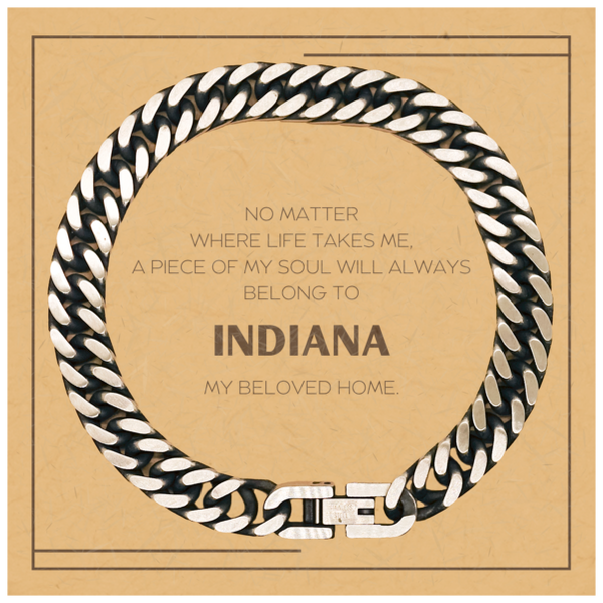 Indiana Men & Women Cuban Link Chain Bracelet - My Soul Belongs to Indiana | Birthday & Christmas Gift