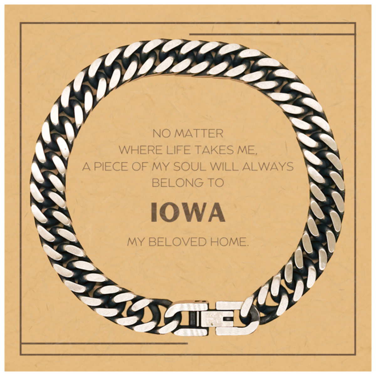 Iowa State Bracelet - My Soul Will Always Belong to Iowa | Birthday and Christmas Gift
