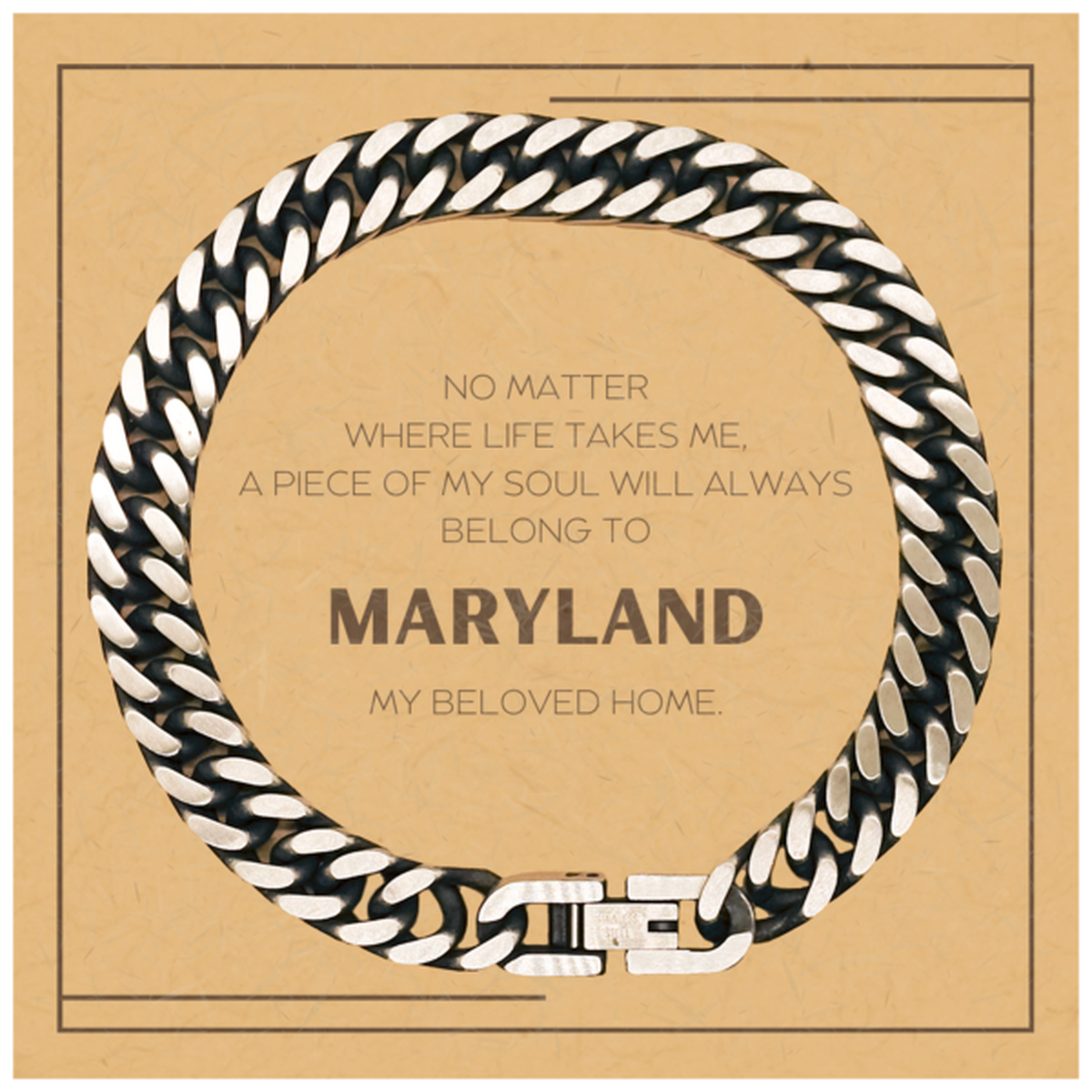 Maryland Men's Bracelet - My Soul Will Always Belong to Maryland | Unique Gift