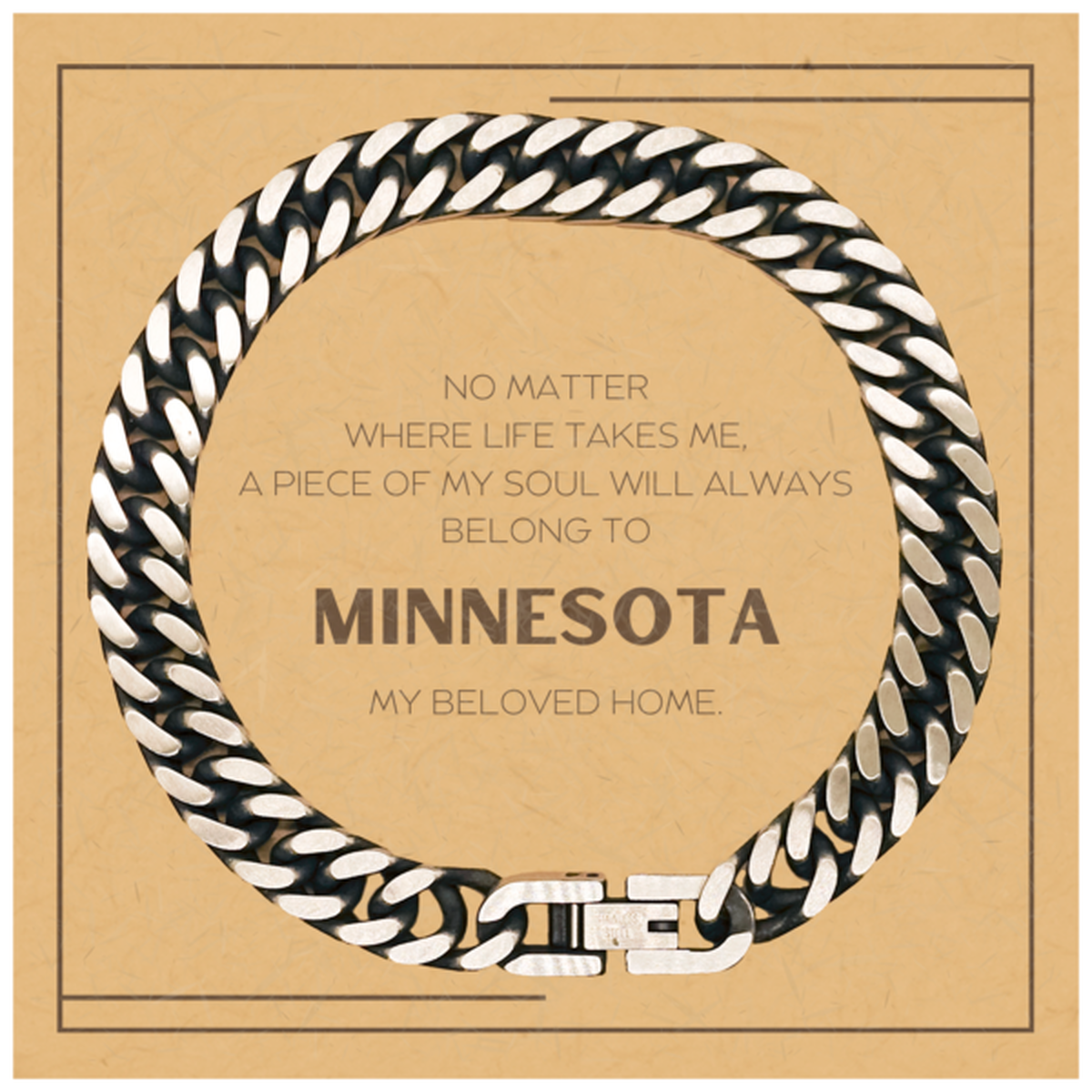 Love Minnesota State Gifts, My soul will always belong to Minnesota, Proud Cuban Link Chain Bracelet, Birthday Christmas Unique Gifts For Minnesota Men, Women, Friends