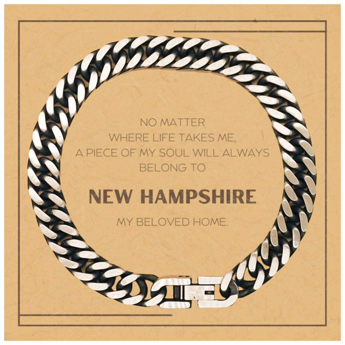 Love New Hampshire State Gifts, My soul will always belong to New Hampshire, Proud Cuban Link Chain Bracelet, Birthday Christmas Unique Gifts For New Hampshire Men, Women, Friends