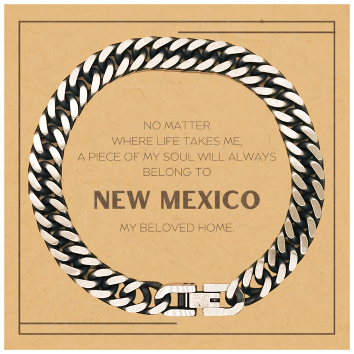 Love New Mexico State Gifts, My soul will always belong to New Mexico, Proud Cuban Link Chain Bracelet, Birthday Christmas Unique Gifts For New Mexico Men, Women, Friends