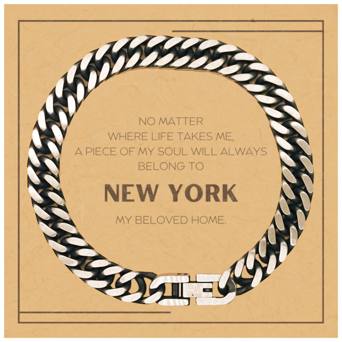 New York Lover Cuban Link Chain Bracelet - My Soul Belongs to New York | Unique Gift
