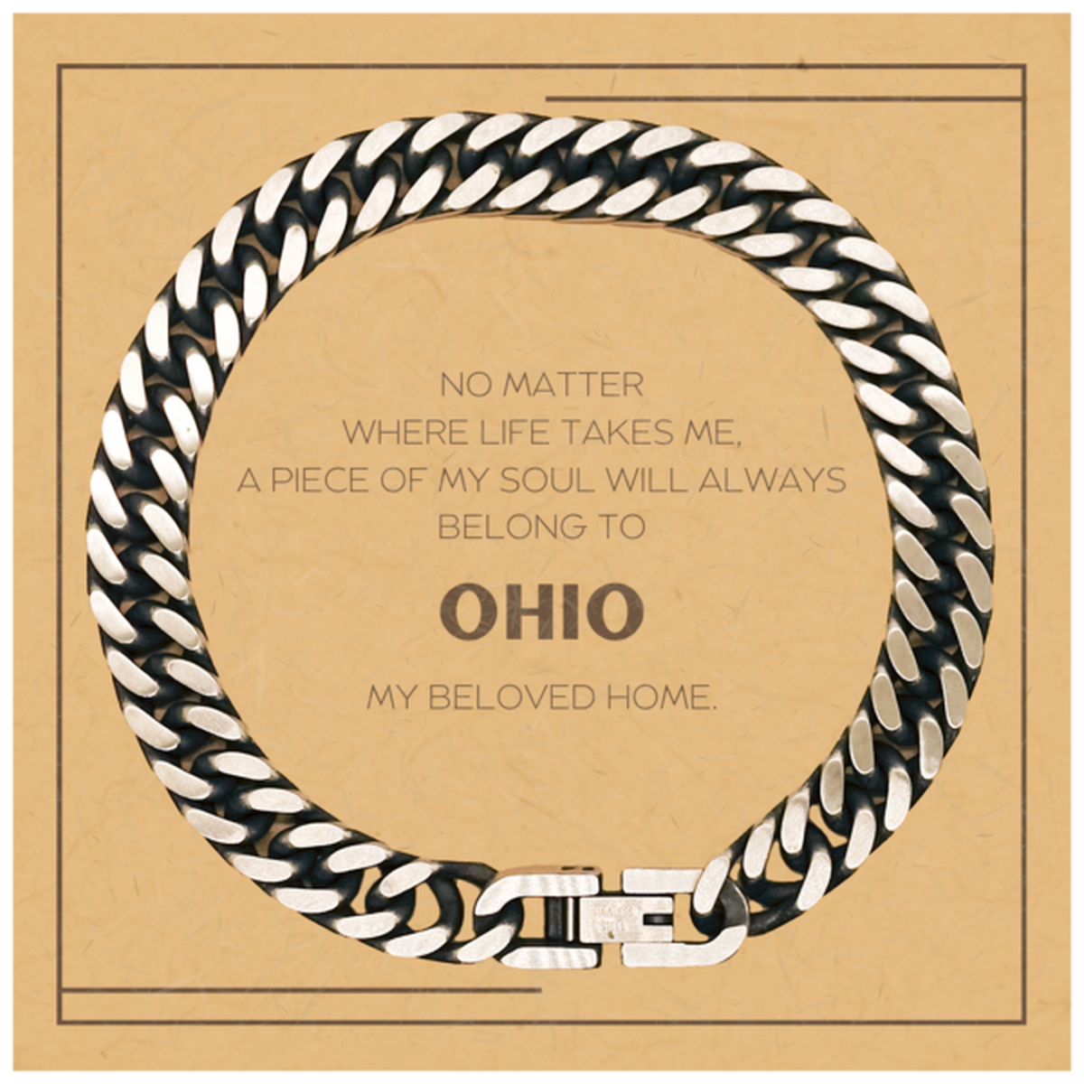 Love Ohio State Gifts, My soul will always belong to Ohio, Proud Cuban Link Chain Bracelet, Birthday Christmas Unique Gifts For Ohio Men, Women, Friends
