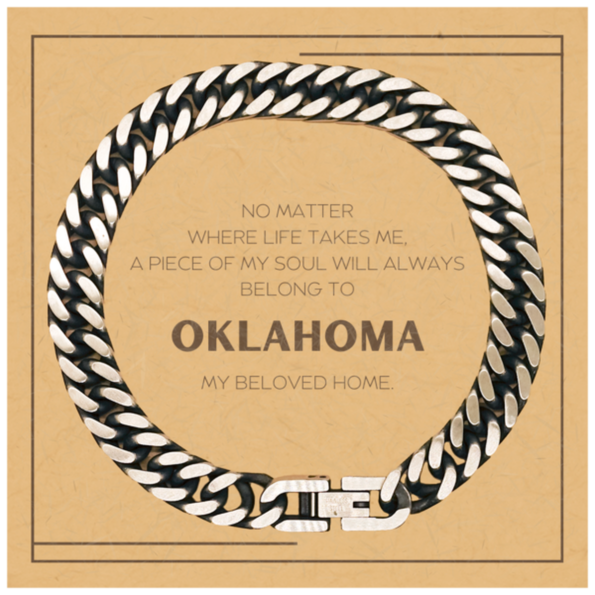 Love Oklahoma State Gifts, My soul will always belong to Oklahoma, Proud Cuban Link Chain Bracelet, Birthday Christmas Unique Gifts For Oklahoma Men, Women, Friends