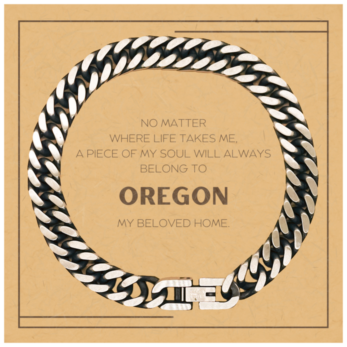 Love Oregon State Gifts, My soul will always belong to Oregon, Proud Cuban Link Chain Bracelet, Birthday Christmas Unique Gifts For Oregon Men, Women, Friends