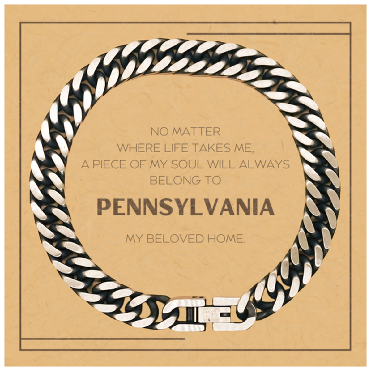 Love Pennsylvania State Gifts, My soul will always belong to Pennsylvania, Proud Cuban Link Chain Bracelet, Birthday Christmas Unique Gifts For Pennsylvania Men, Women, Friends