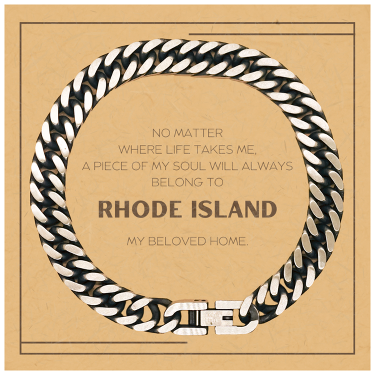Rhode Island Cuban Link Chain Bracelet - My Soul Belongs to Rhode Island | Unique Gift