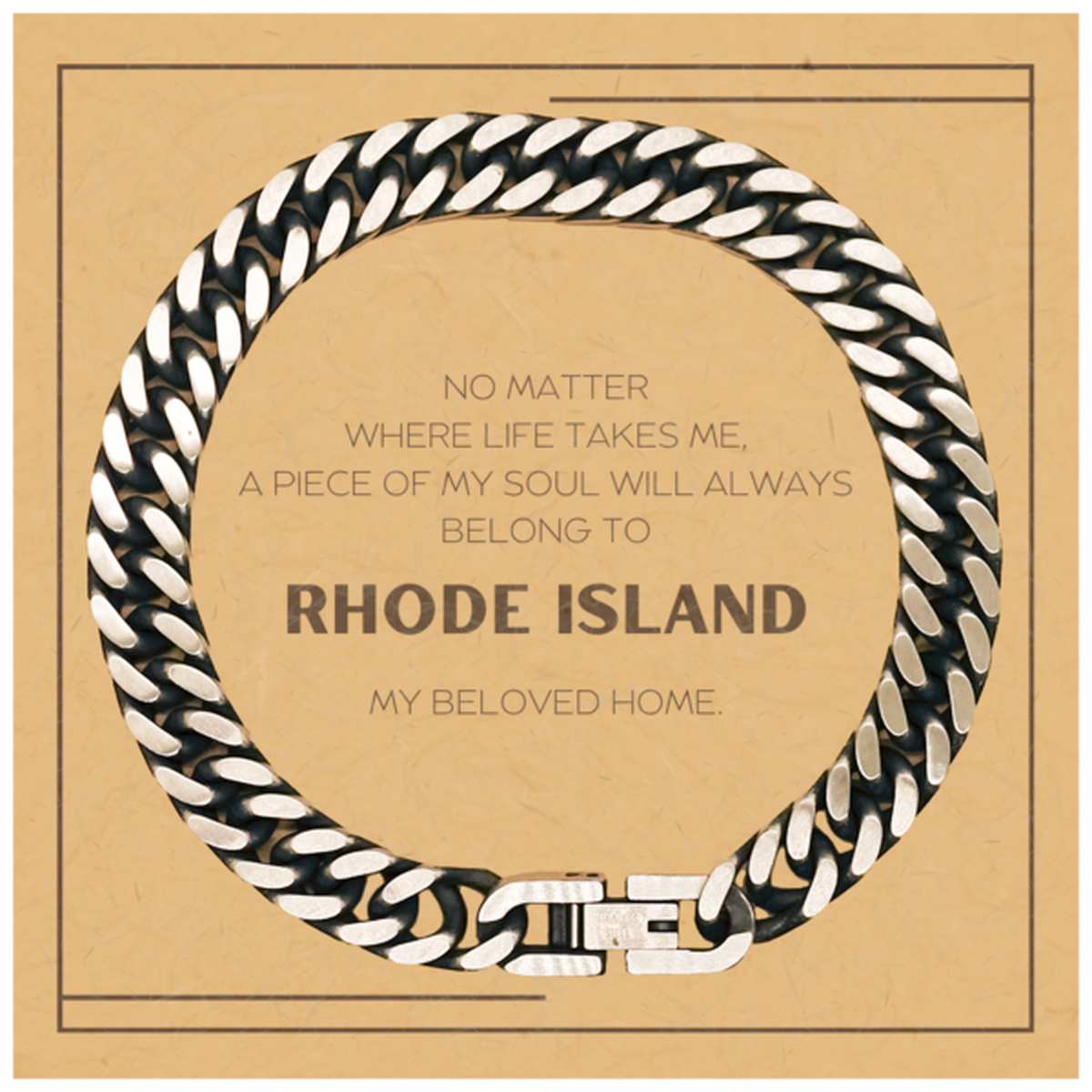 Love Rhode Island State Gifts, My soul will always belong to Rhode Island, Proud Cuban Link Chain Bracelet, Birthday Christmas Unique Gifts For Rhode Island Men, Women, Friends