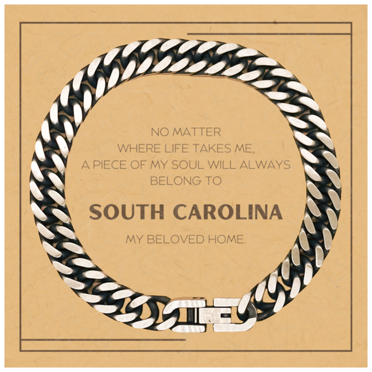 South Carolina Cuban Link Chain Bracelet - My Soul Belongs to SC | Birthday & Christmas Gift