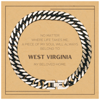 Load image into Gallery viewer, West Virginia Cuban Link Chain Bracelet - My Soul Belongs to West Virginia | Birthday Christmas Gift
