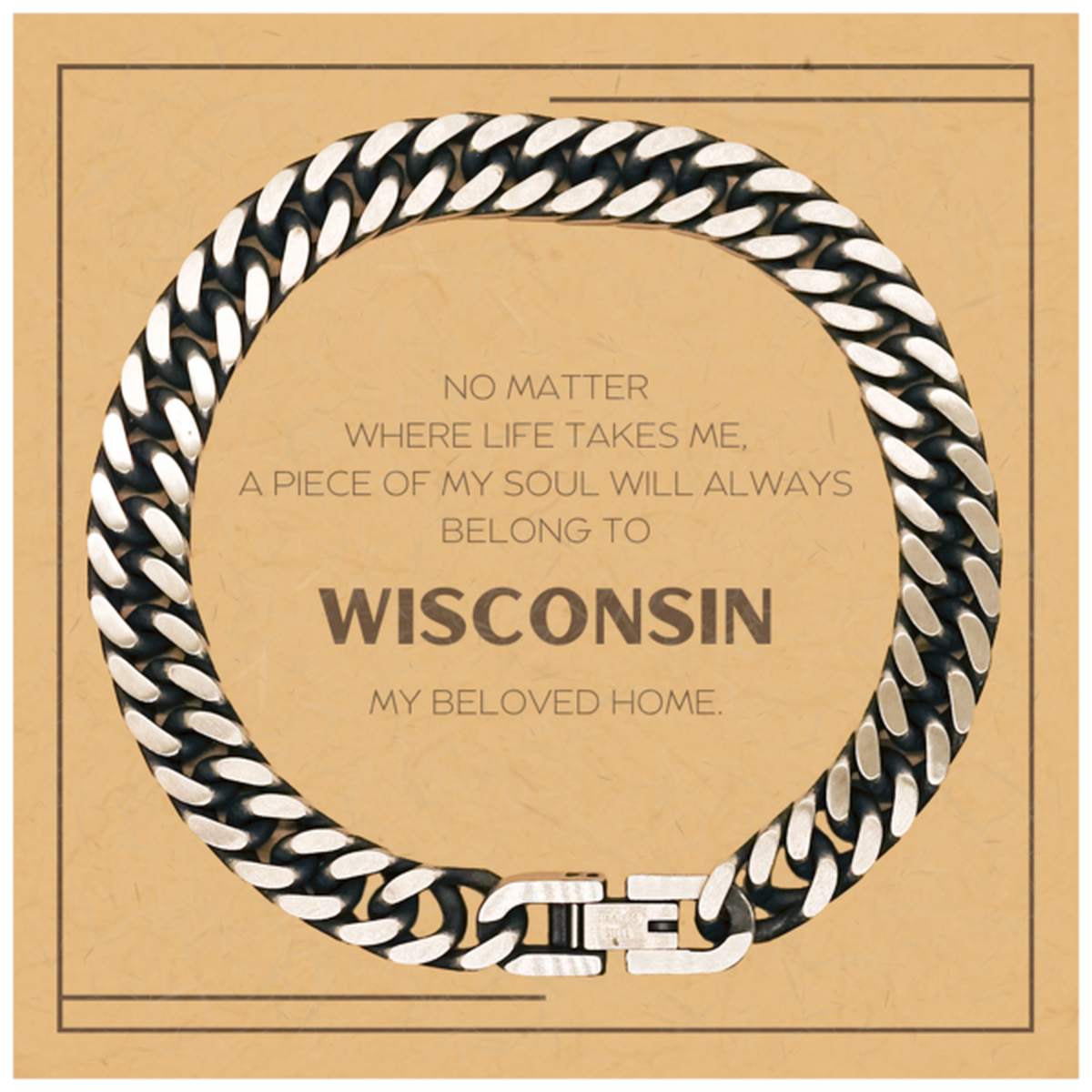 Wisconsin Gift Bracelet - My Soul Will Always Belong To Wisconsin | Unique Birthday & Christmas Gift