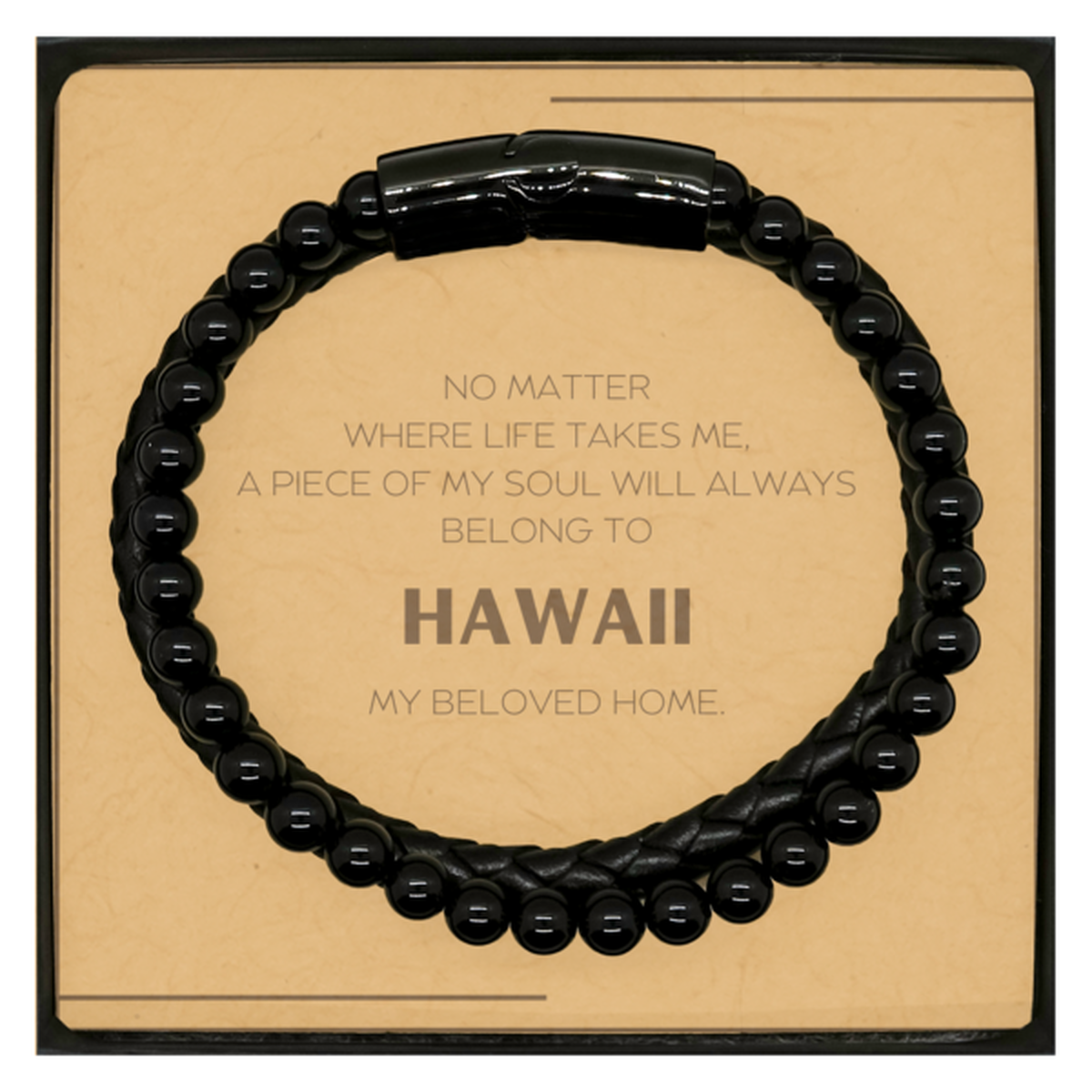 Hawaii Soul Leather Bracelet - My Soul Will Always Belong to Hawaii | Unique Gift for Him/Her