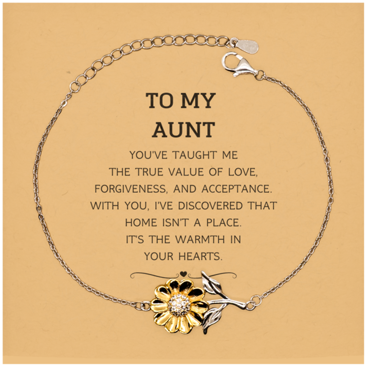 To My Aunt Gifts, You've taught me the true value of love, Thank You Gifts For Aunt, Birthday Christmas Sunflower Bracelet For Aunt