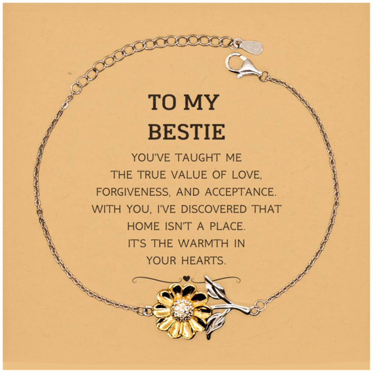 To My Bestie Gifts, You've taught me the true value of love, Thank You Gifts For Bestie, Birthday Christmas Sunflower Bracelet For Bestie