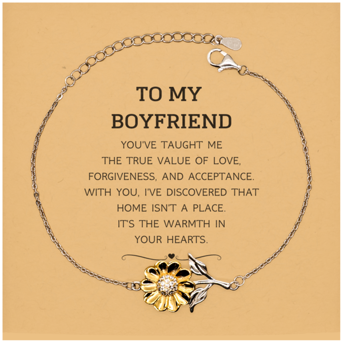 Boyfriend Sunflower Bracelet - You've Taught Me the True Value of Love | Anniversary Gift