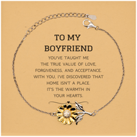 Load image into Gallery viewer, Boyfriend Sunflower Bracelet - You&#39;ve Taught Me the True Value of Love | Anniversary Gift
