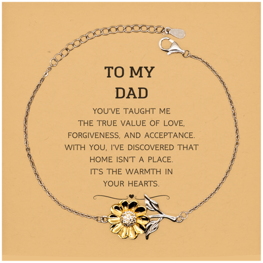 Dad Sunflower Bracelet - You've Taught Me the True Value of Love | Father's Day Gift