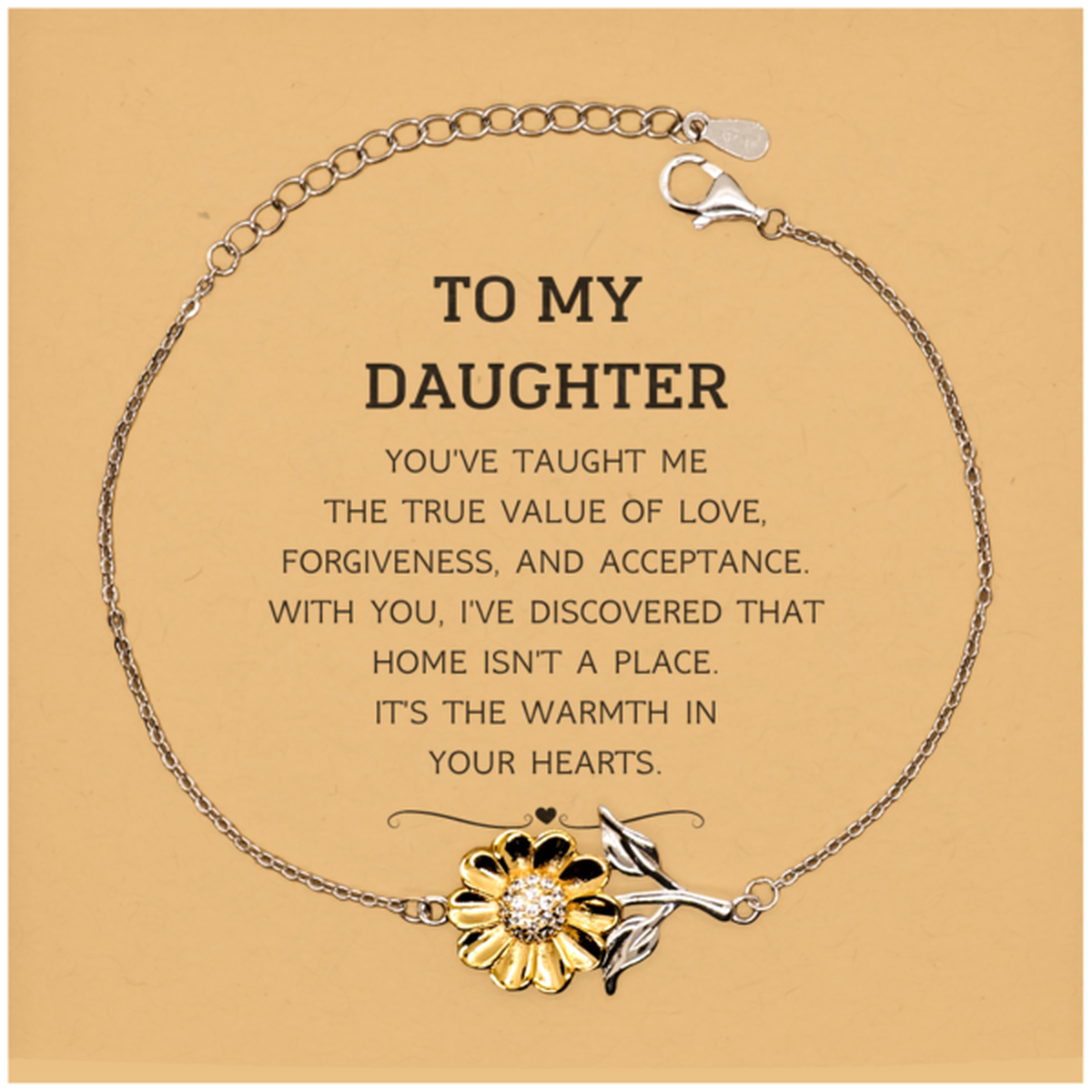 To My Daughter Gifts, You've taught me the true value of love, Thank You Gifts For Daughter, Birthday Christmas Sunflower Bracelet For Daughter