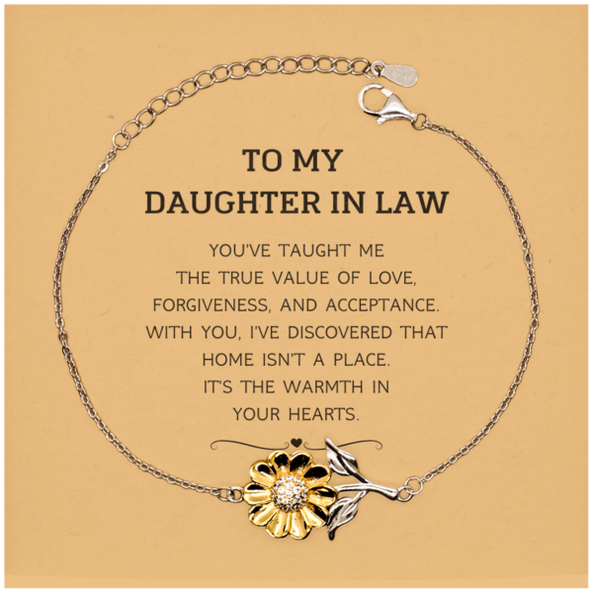 Daughter In Law Sunflower Bracelet - You've Taught Me True Value of Love | Meaningful Gift