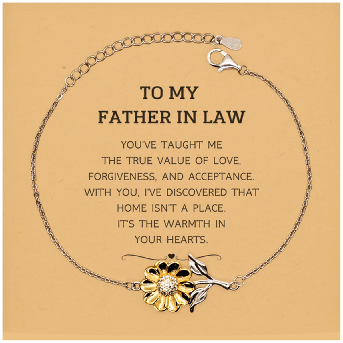 To My Father In Law Gifts, You've taught me the true value of love, Thank You Gifts For Father In Law, Birthday Christmas Sunflower Bracelet For Father In Law