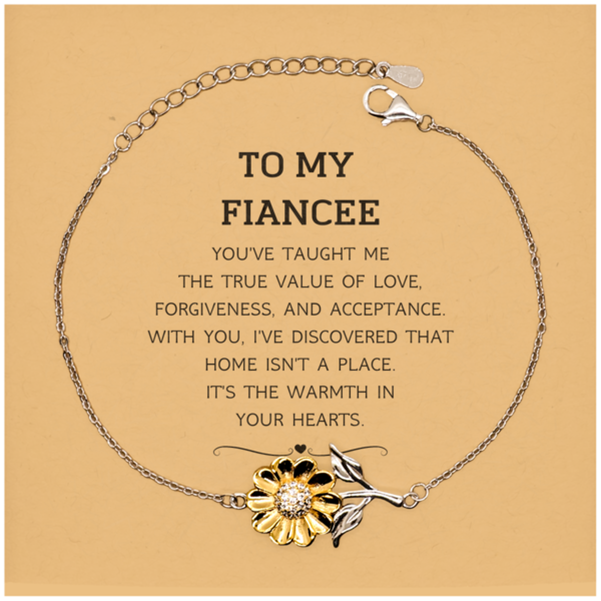 Fiancee Sunflower Bracelet - You've Taught Me the True Value of Love | Engagement Gift