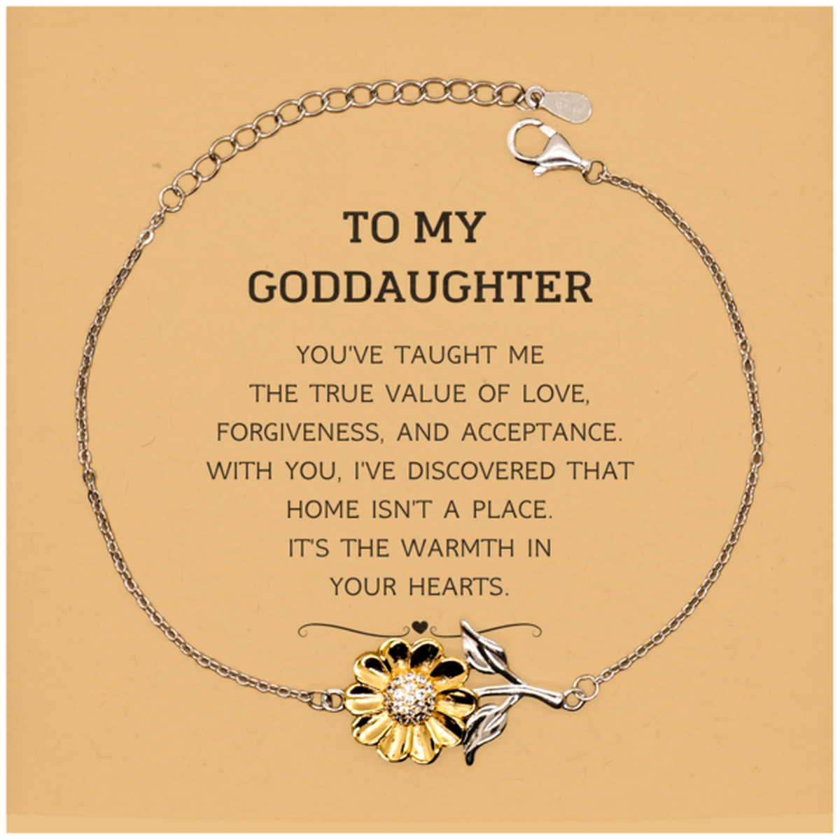 To My Goddaughter Gifts, You've taught me the true value of love, Thank You Gifts For Goddaughter, Birthday Christmas Sunflower Bracelet For Goddaughter