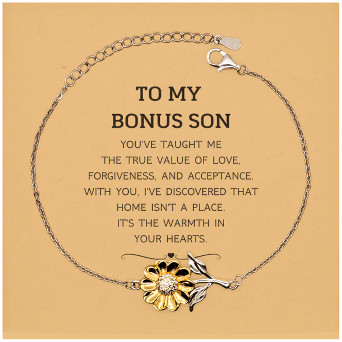 Bonus Son Sunflower Bracelet - You've Taught Me the True Value of Love | Meaningful Gift