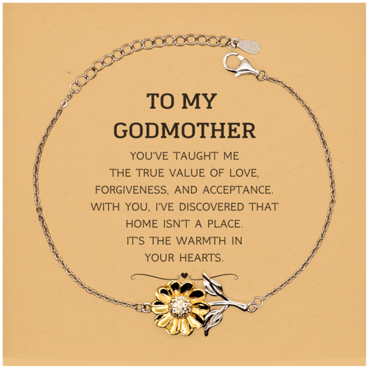 Godmother Sunflower Bracelet - You've Taught Me the True Value of Love | Heartfelt Gift