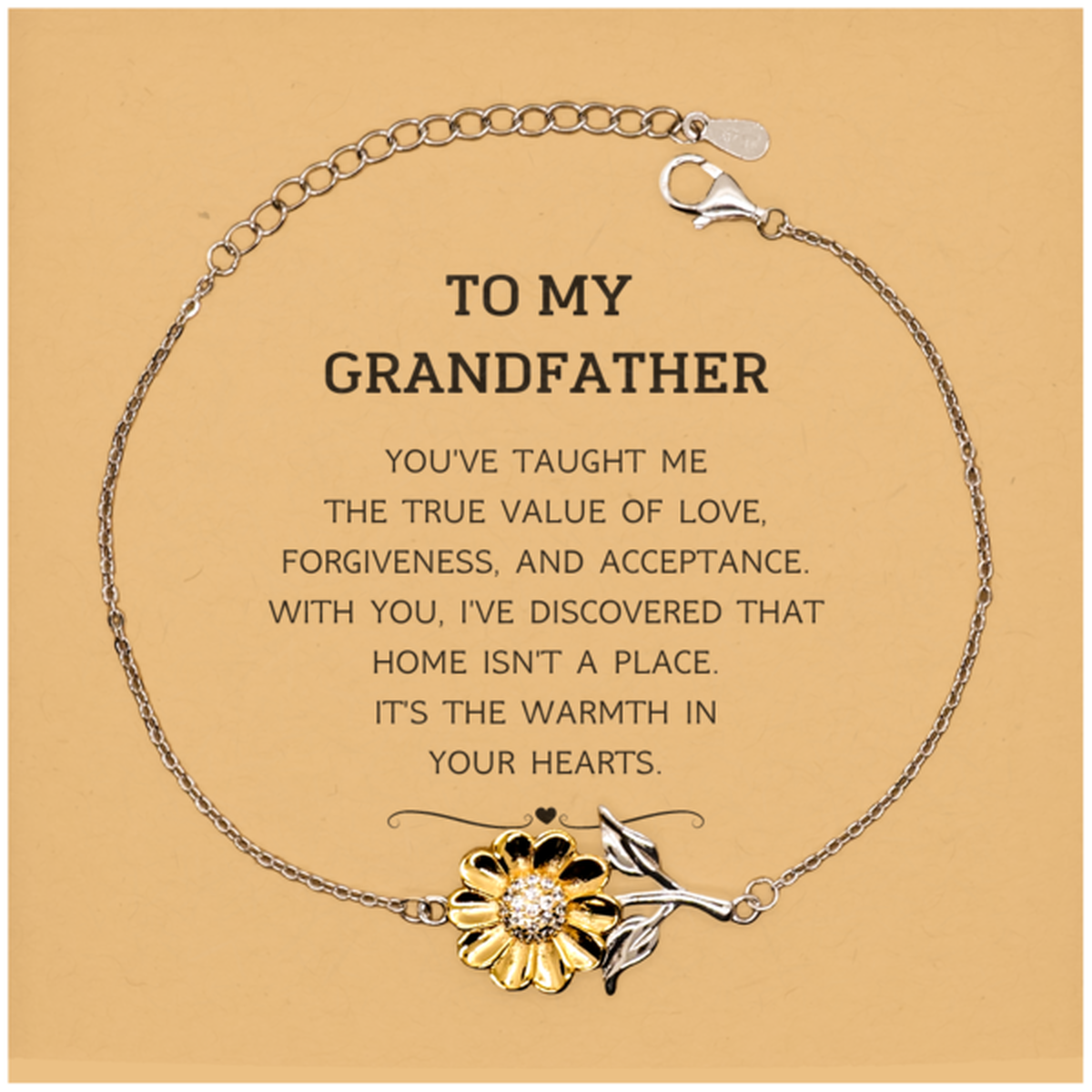 Grandfather Sunflower Bracelet - You've Taught Me the True Value of Love | Birthday Gift