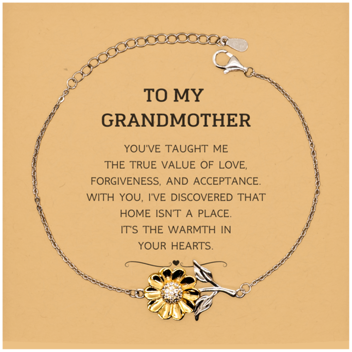To My Grandmother Gifts, You've taught me the true value of love, Thank You Gifts For Grandmother, Birthday Christmas Sunflower Bracelet For Grandmother