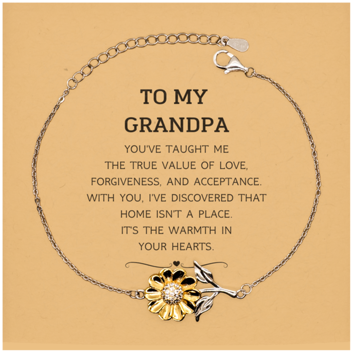 Grandpa Sunflower Bracelet - You've Taught Me the True Value of Love | Meaningful Gift