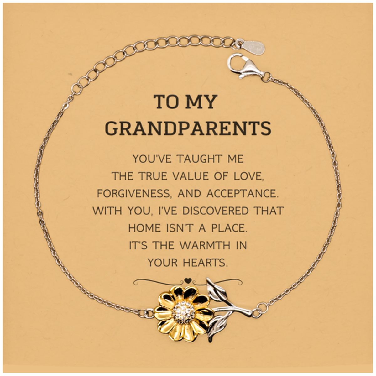Grandparents Sunflower Bracelet - You've Taught Me Value of Love | Meaningful Gift