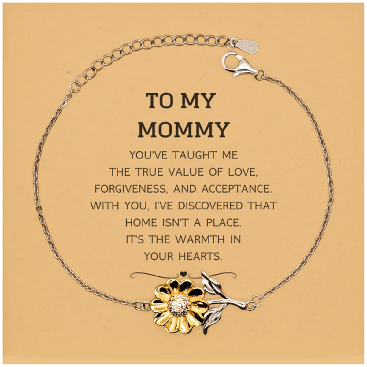 To My Mommy Gifts, You've taught me the true value of love, Thank You Gifts For Mommy, Birthday Christmas Sunflower Bracelet For Mommy