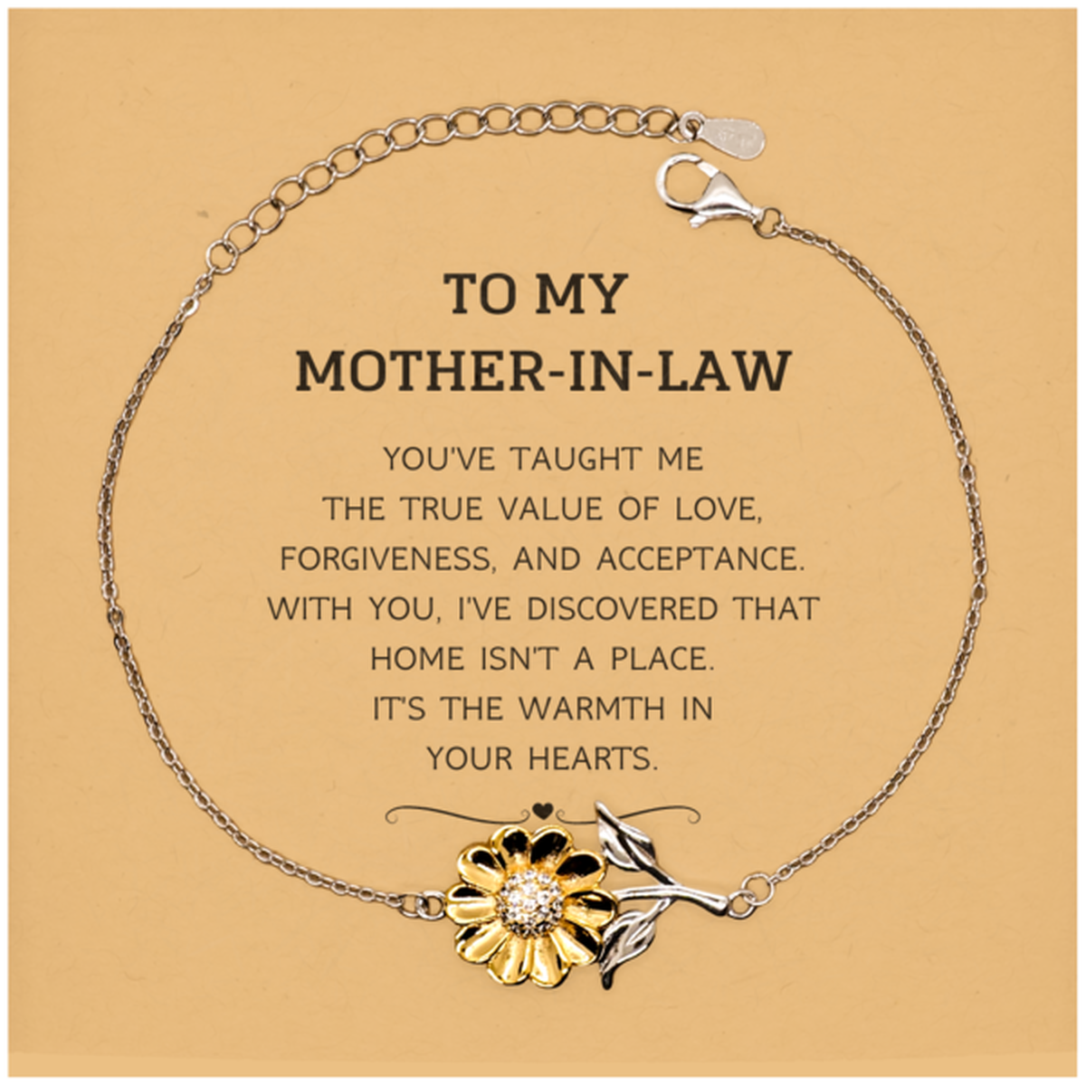 Mother-In-Law Sunflower Bracelet - You've Taught Me Love | Birthday & Christmas Gift