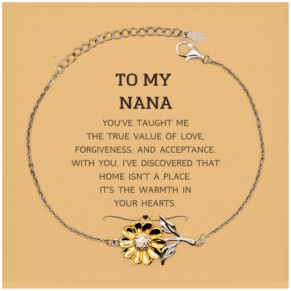 Nana Sunflower Bracelet - You've Taught Me the True Value of Love | Thoughtful Gift