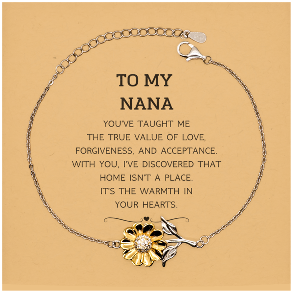 To My Nana Gifts, You've taught me the true value of love, Thank You Gifts For Nana, Birthday Christmas Sunflower Bracelet For Nana