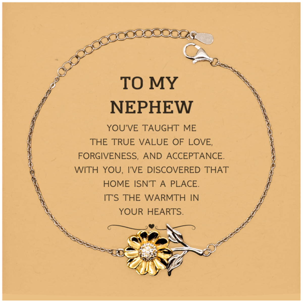 Nephew Sunflower Bracelet - You've Taught Me the True Value of Love | Meaningful Gift