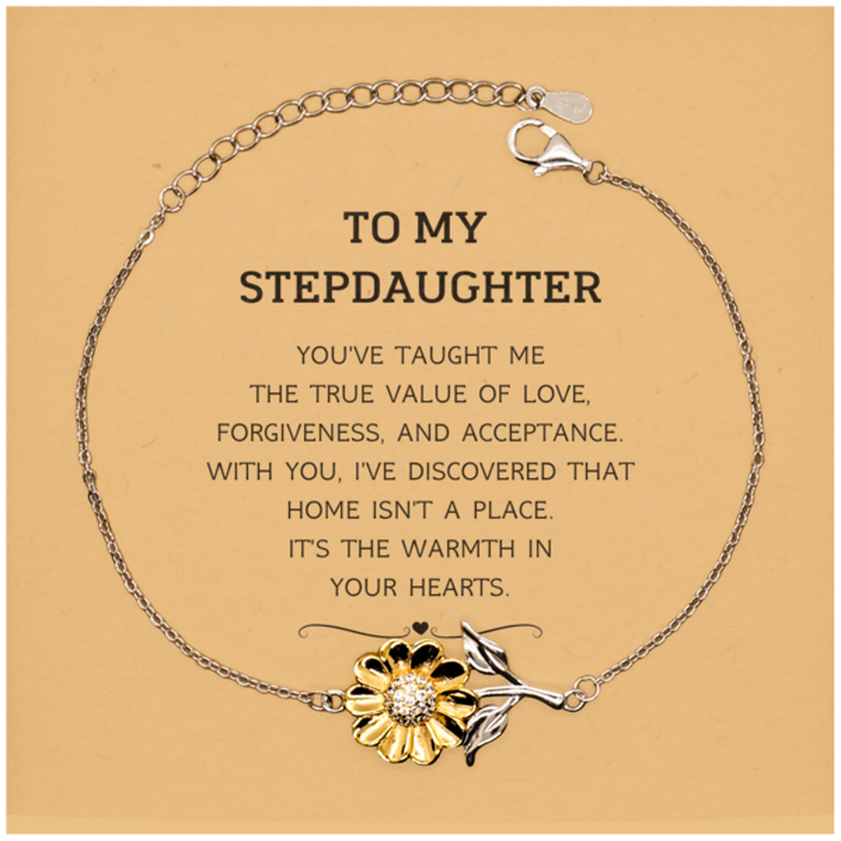 Stepdaughter Sunflower Bracelet - You've Taught Me The True Value Of Love | Birthday Gift